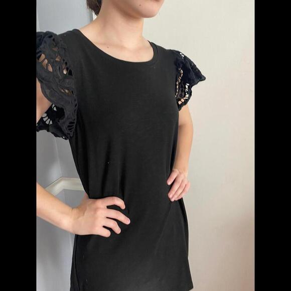 Joy Joy Chic Black Dress with Unique Lace Sleeves - Picture 5 of 11